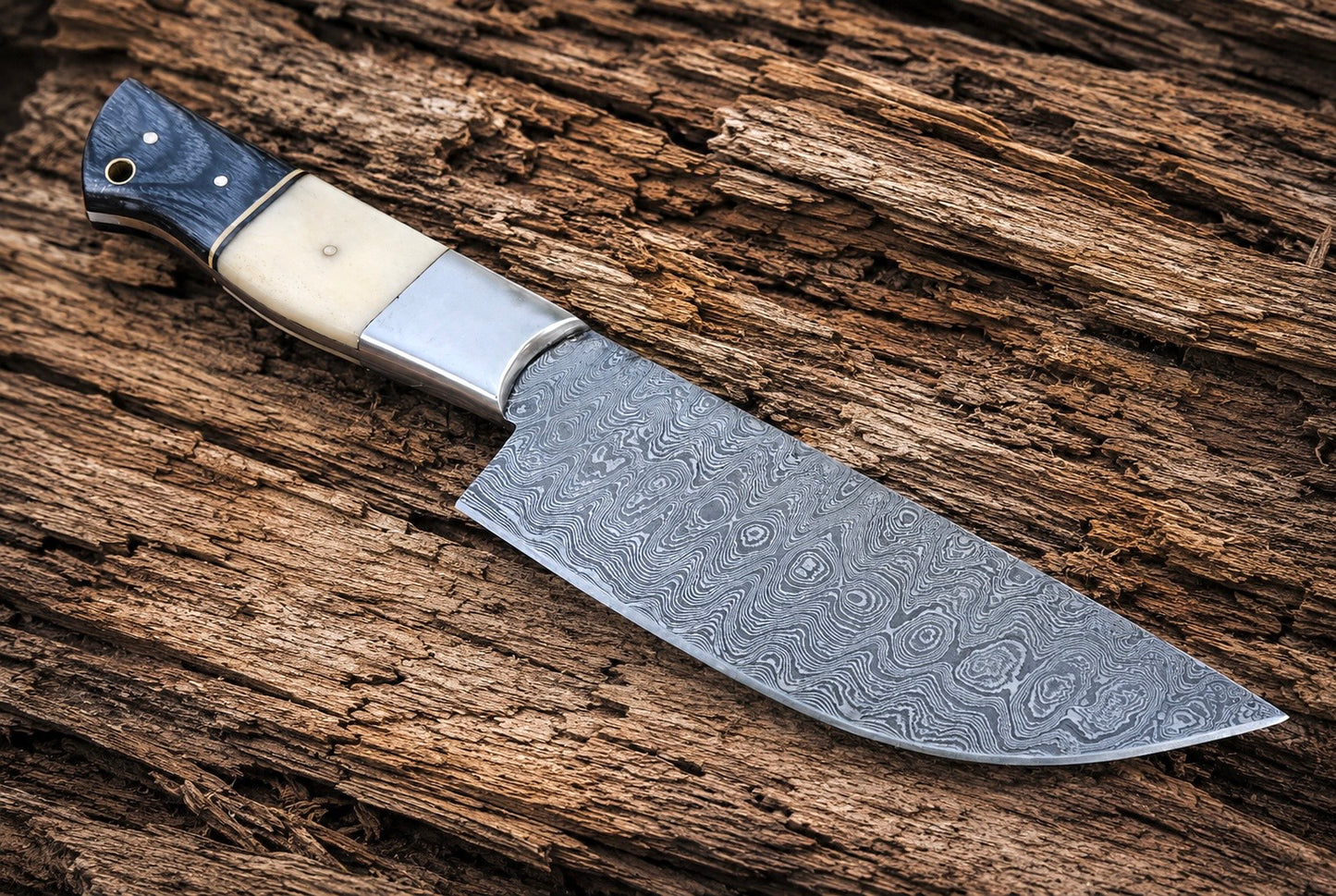 Hand Forged Damascus Steel Chef Knife – 8” Blade with Camel Bone & Rosewood Handle | 512 Layers