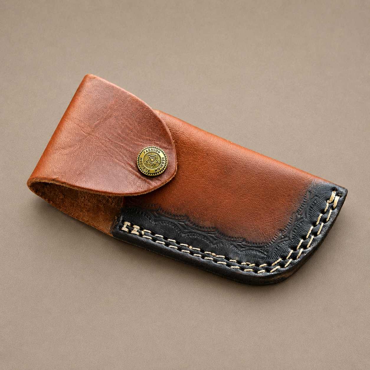 Hand Forged Damascus Steel Folding Pocket Knife with Engraved Steel Bolster