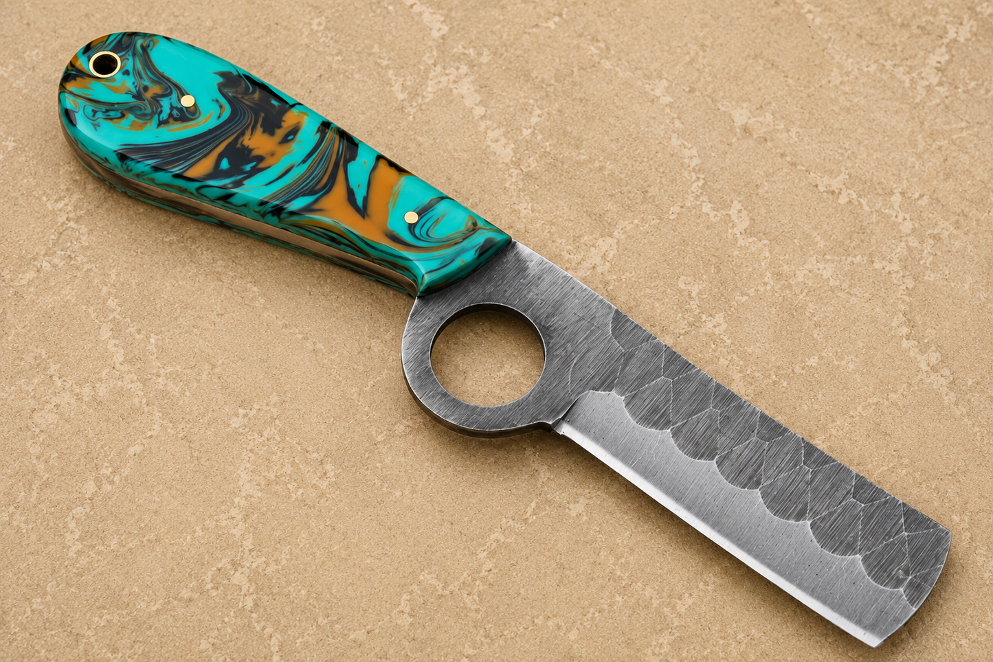 Forge Ridge High Carbon Steel Utility Knife – Hand Forged Fixed Blade with Resin Handle & Leather Sheath