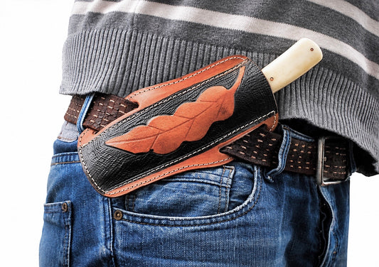 Handmade Leather Knife Sheath For Hand Engraved Fixed Blade Knife  8 Inch Universal Cover