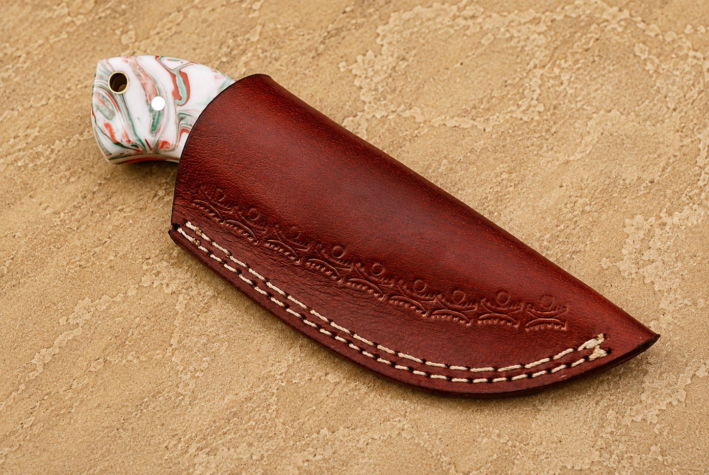 Iron Ridge 1095 High Carbon Steel Utility Knife – 6” Hand Forged Fixed Blade with Resin Handle & Leather Sheath