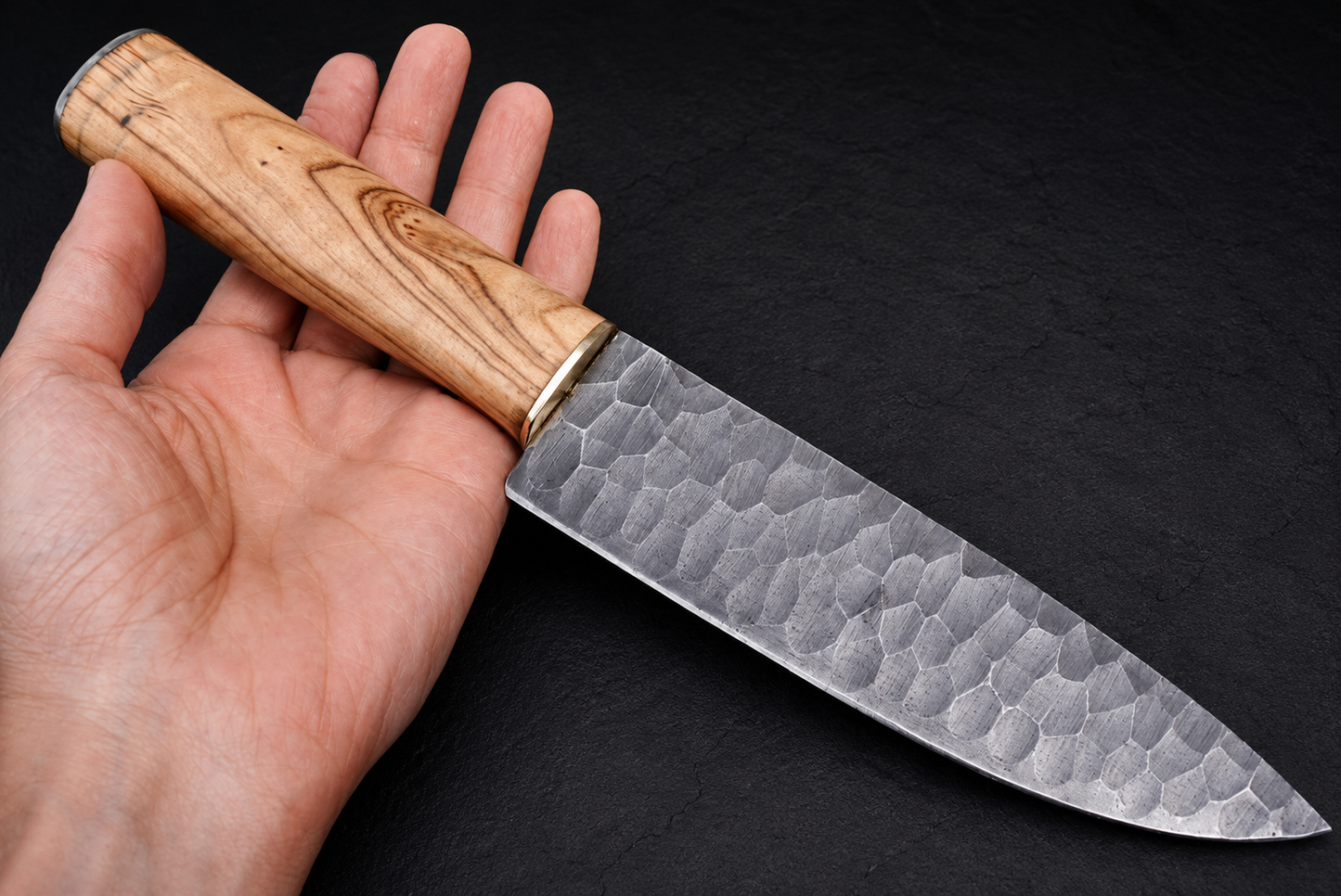 Olive Ridge High Carbon Steel Chef Knife – 12” Hand Forged Kitchen Knife with Olive Wood Handle