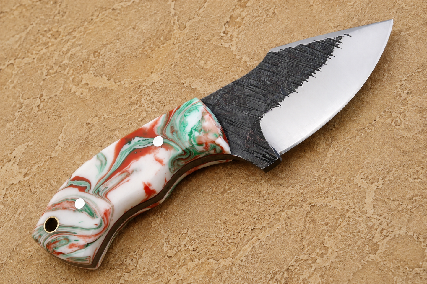 Iron Ridge 1095 High Carbon Steel Utility Knife – 6” Hand Forged Fixed Blade with Resin Handle & Leather Sheath