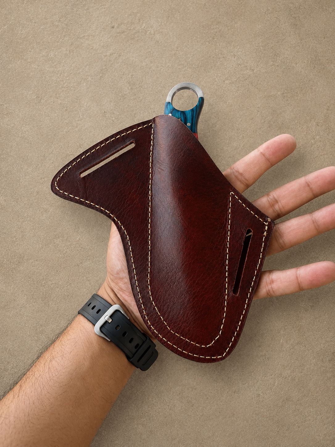 Handmade Genuine Leather Fixed Blade Knife Sheath – 7 Inch Universal Belt Sheath Weave