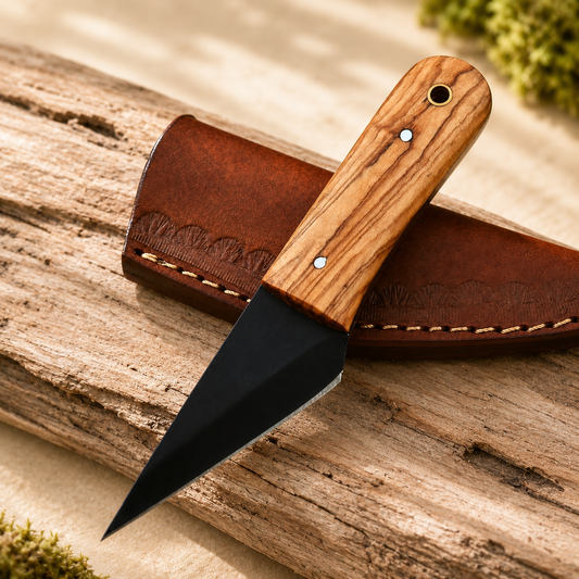 Handmade D2 Steel Kiridashi Utility Tool with Wood Handle – Compact Precision Tool with Sheath