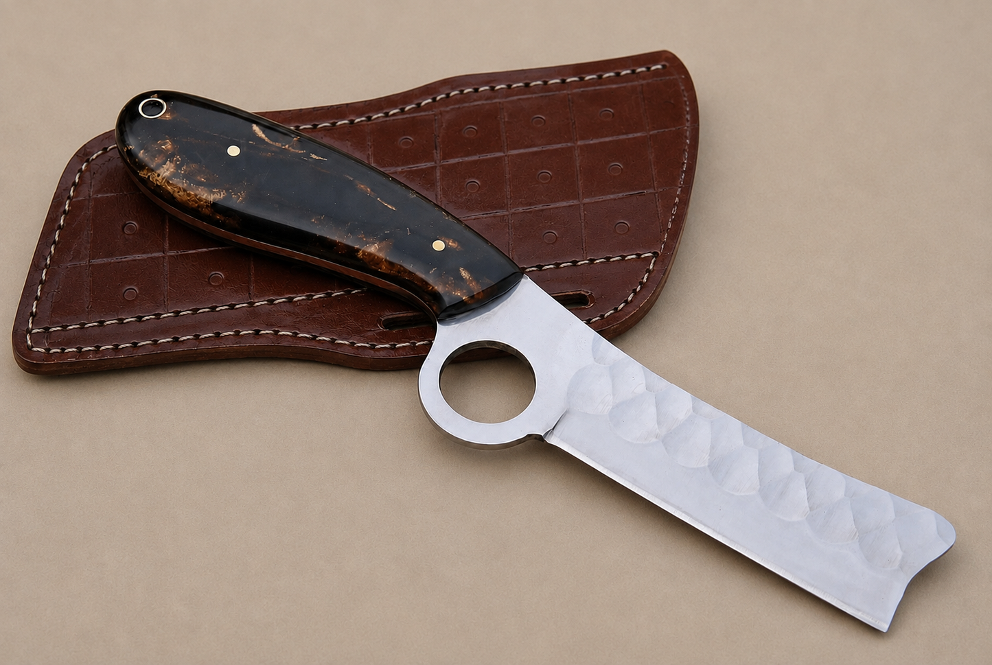 Hand Forged High Carbon Steel Cowboy Style Utility Knife with Risen Handle