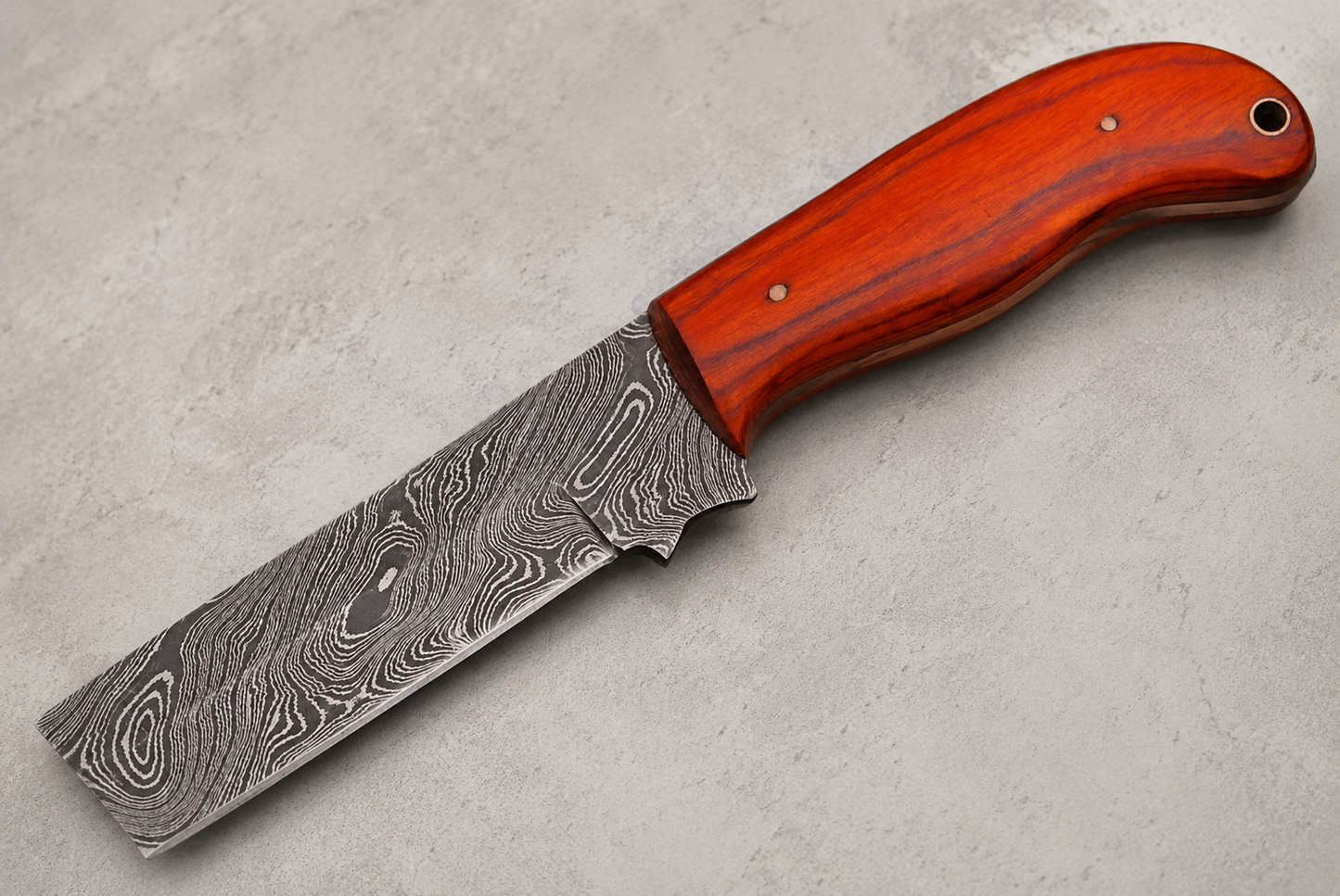 Heritage Damascus Steel Knife – 512 Layer Hand Forged Blade with Pakka Wood Handle & Leather Sheath