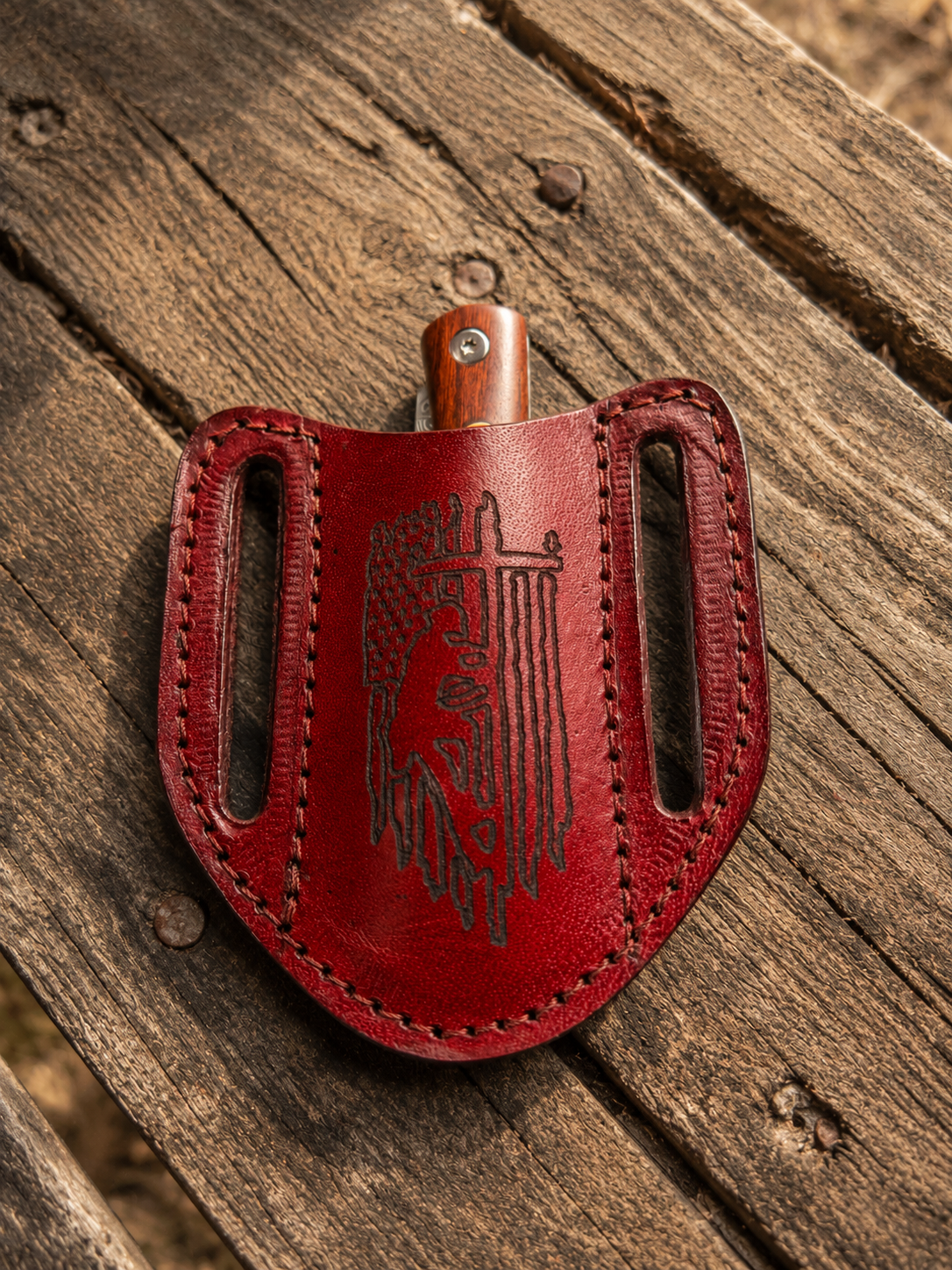 Handmade Genuine Leather Horizontal Belt Pouch – Engraved Universal Tool Holder
