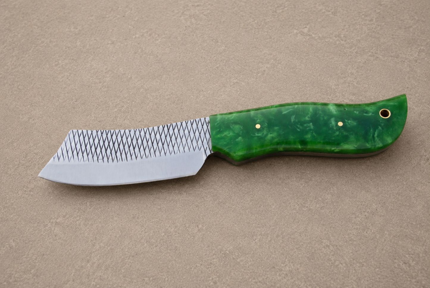 Hand Forged Horse File Steel Utility Knife – Resin Handle with Cross Leather Sheath