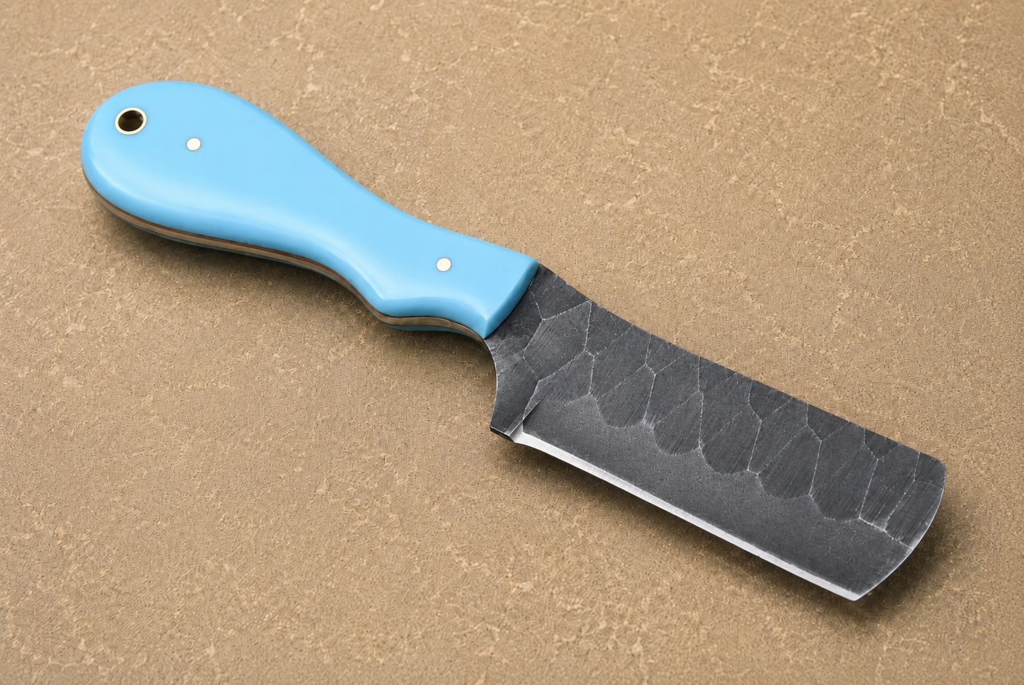 Forge Trail High Carbon Steel Utility Knife – Hand Forged Fixed Blade with Resin Handle & Leather Sheath