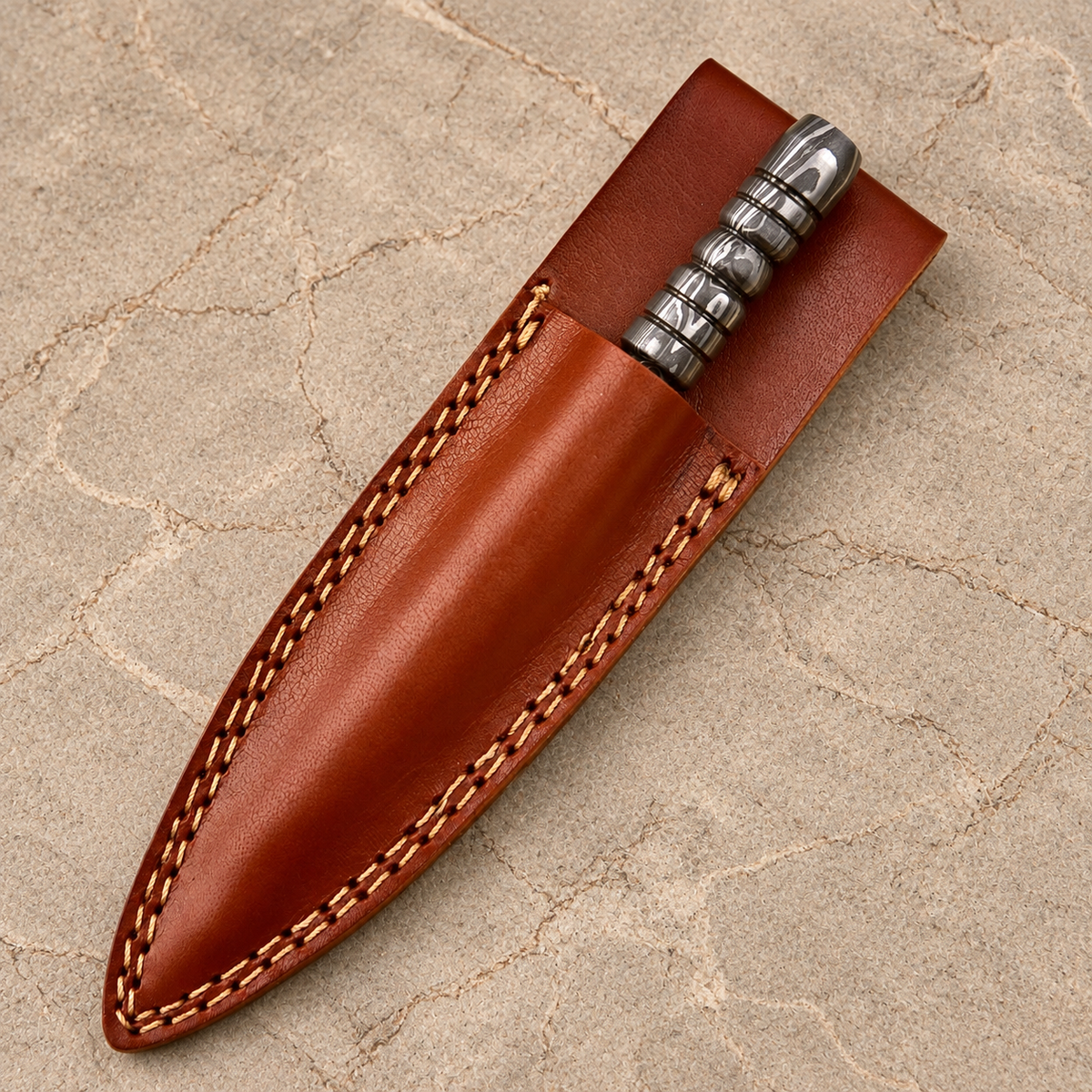 Hand Forged 512-Layer Damascus Steel Fixed Blade Knife with Leather Sheath