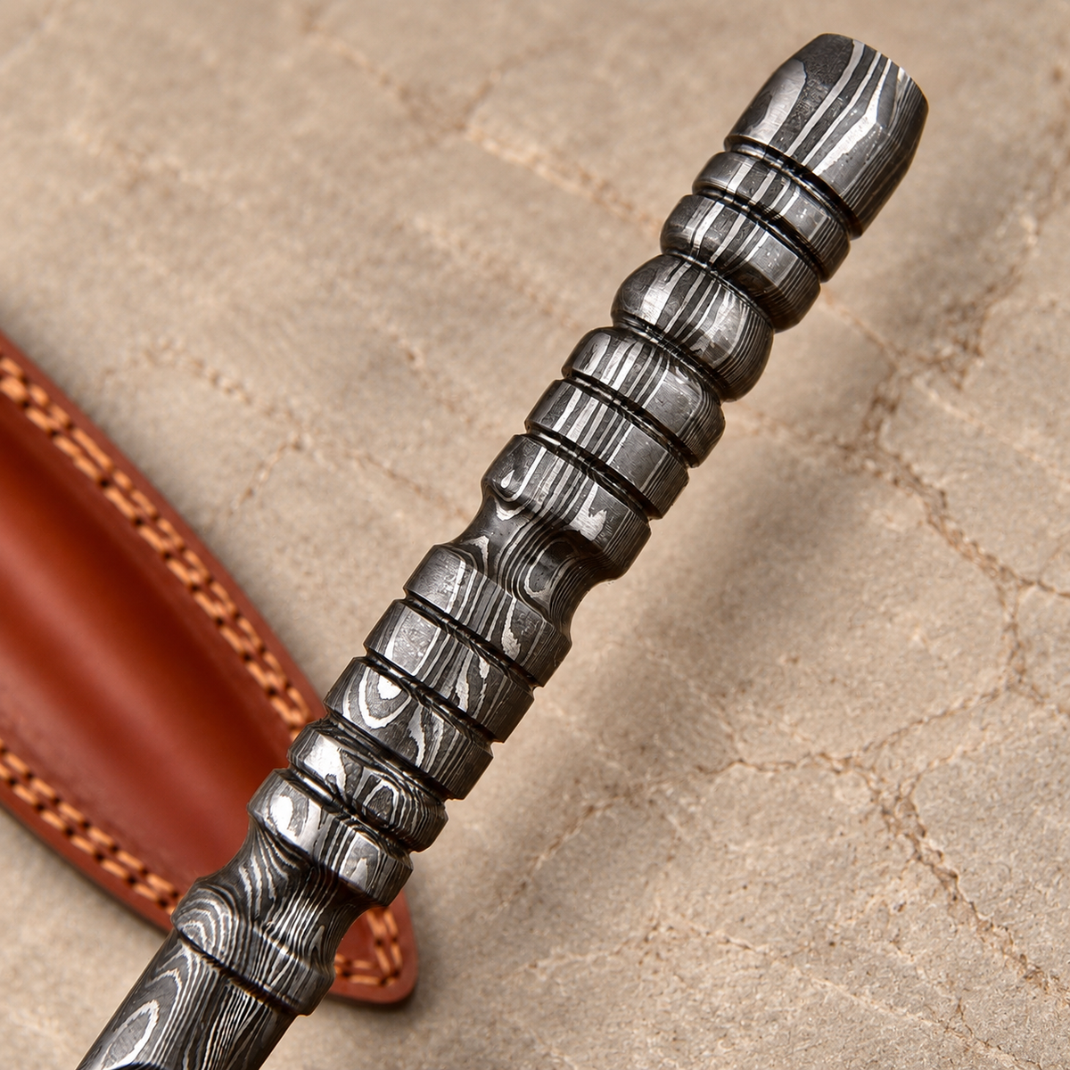 Hand Forged 512-Layer Damascus Steel Fixed Blade Knife with Leather Sheath