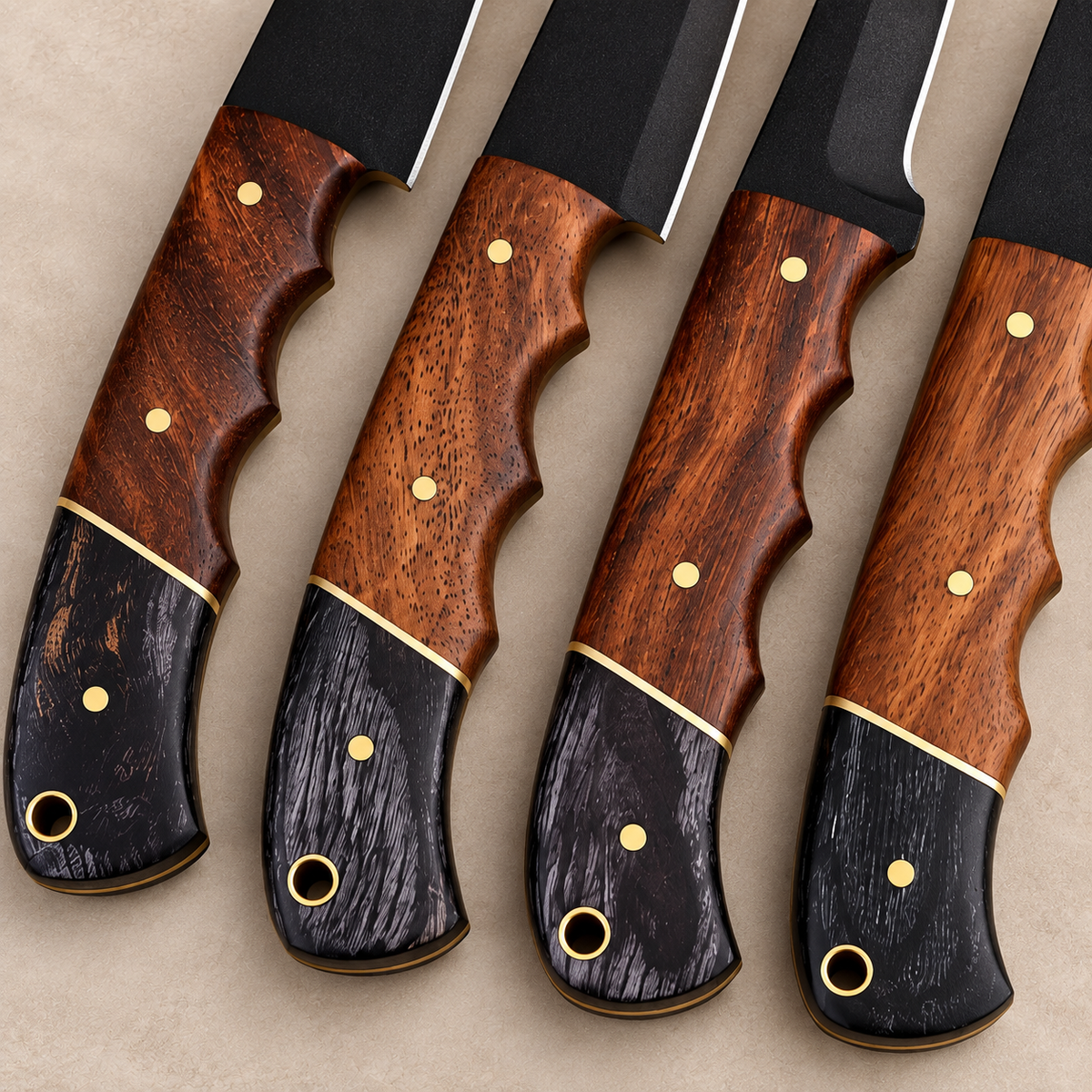 Hand Forged High Carbon Steel Chef Knife Set – 5-Piece Full Tang Kitchen Set with Wood Handles