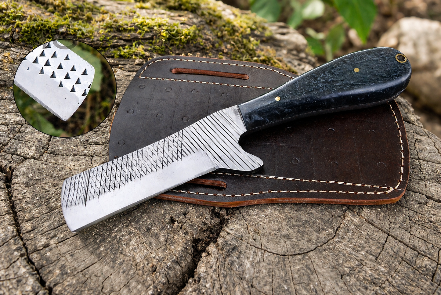 Handmade Fixed Blade Knife | File Steel Blade | Leather Sheath | Outdoor Utility Knife
