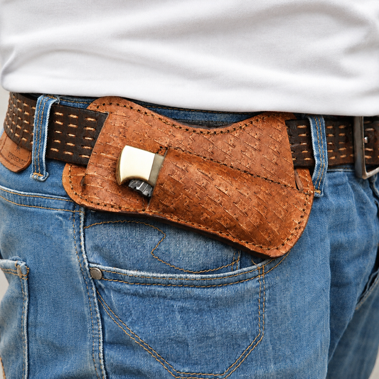 Handmade Engraved Leather Horizontal Sheath for Folding Pocket Knife – Universal 5 Inch Cover