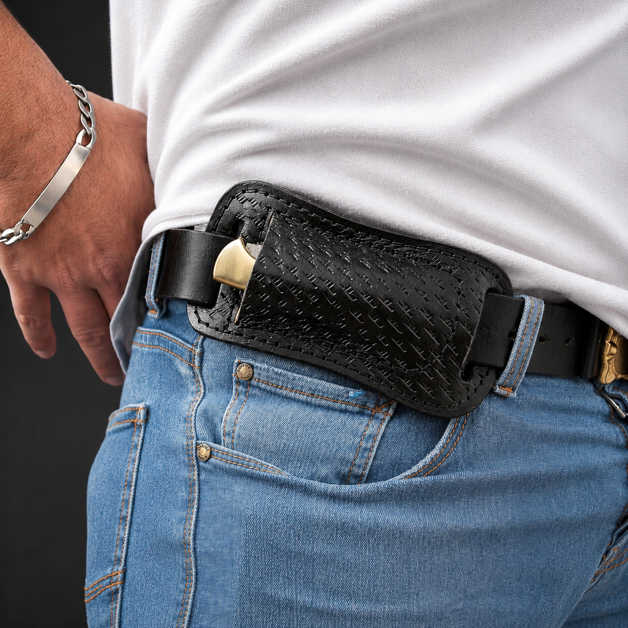 Handmade Leather Horizontal Knife Sheath – Hand Engraved Folding Pocket Knife Holder 5 Inch Universal Cover