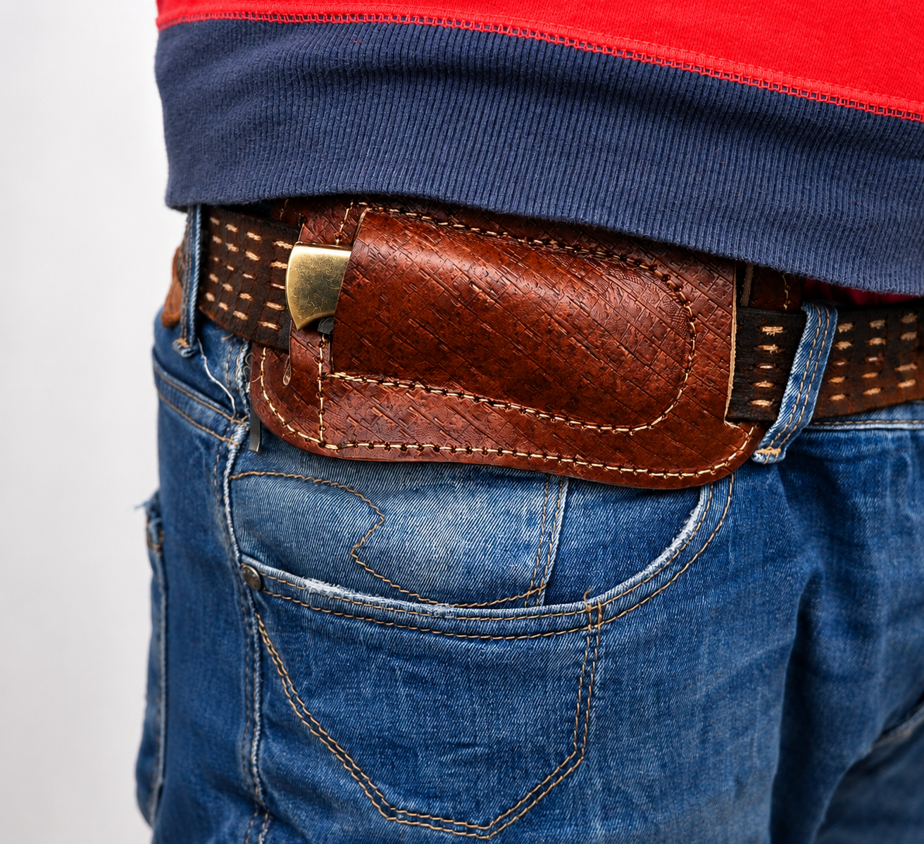 Handmade Leather Horizontal Sheath – Engraved Folding Tool Holder | Belt Carry EDC Case (5 Inch)