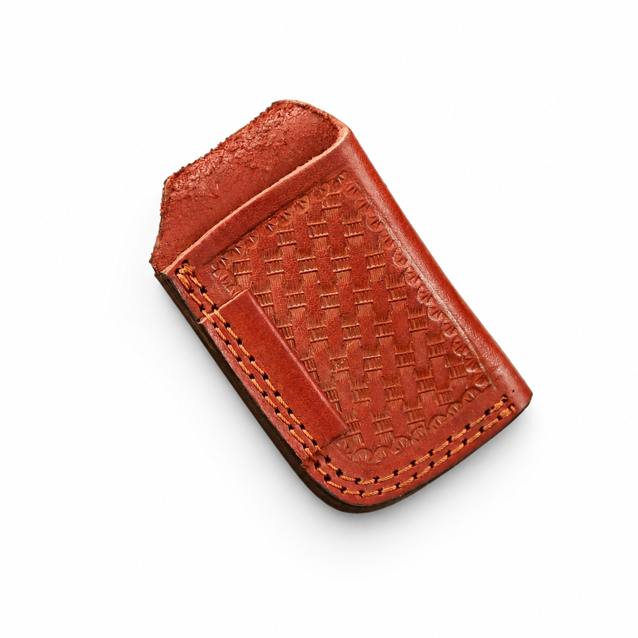 Handmade Genuine Leather Folding Knife Sheath – Vertical Belt Carry | Tooled Leather Design
