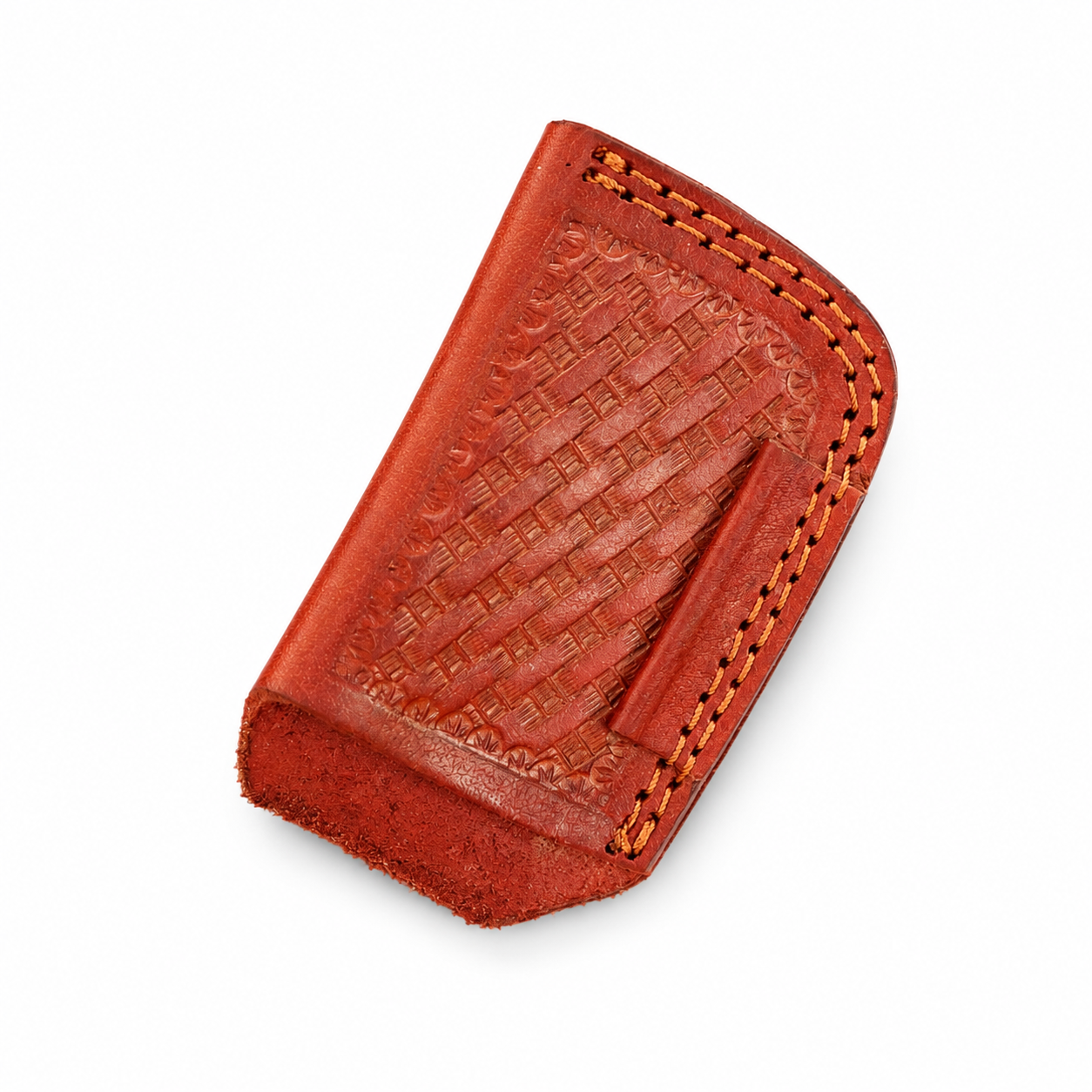 Handmade Genuine Leather Folding Knife Sheath – Vertical Belt Carry | Tooled Leather Design