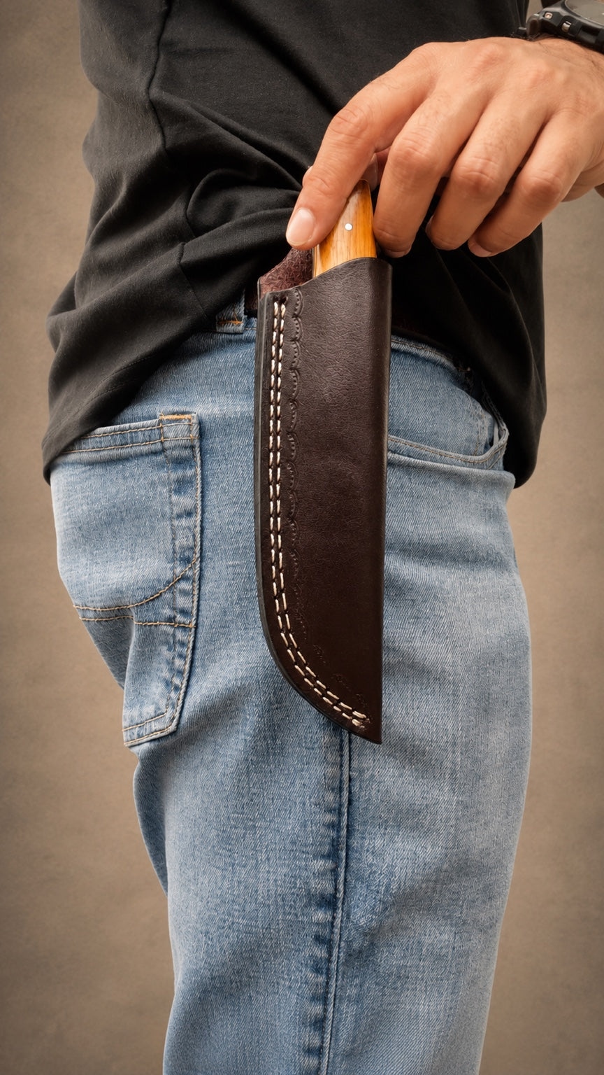 Handmade Genuine Cow Leather Fixed Blade Sheath – Universal 9" Leather Knife Sheath