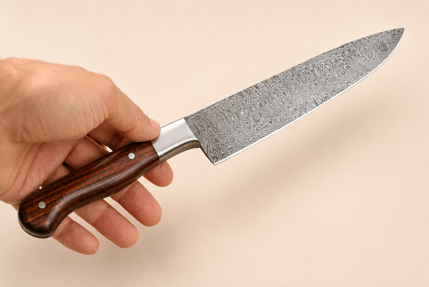 Hand Forged Damascus Steel Chef Knife 8 Inch – 512 Layers Kitchen Knife with Wood Handle & Leather Sheath
