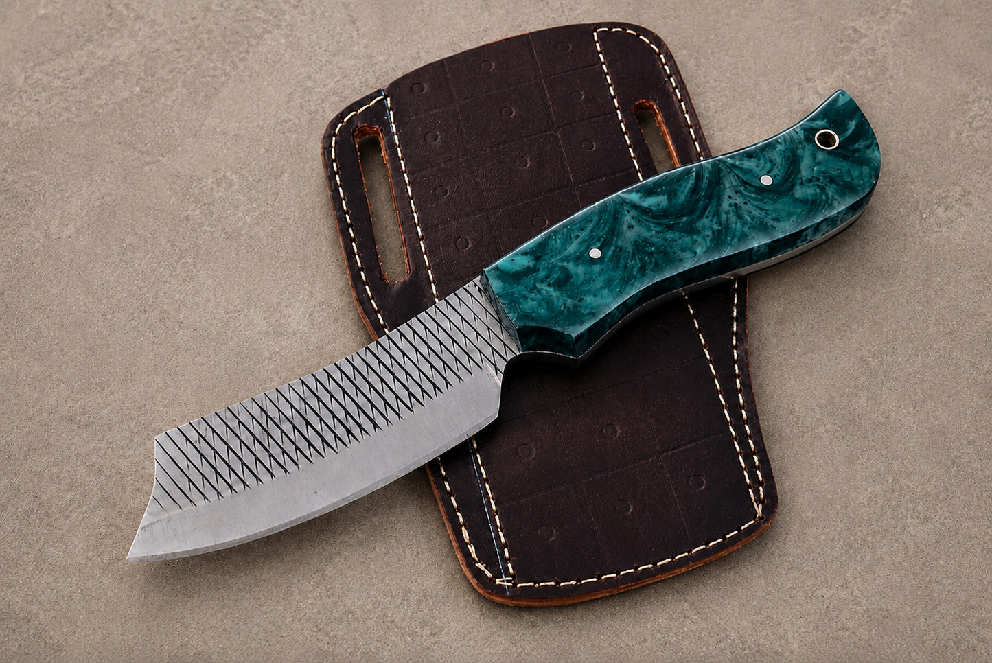 Premium Handmade File Steel Fixed Blade Knife – Genuine Leather Cross Sheath Included