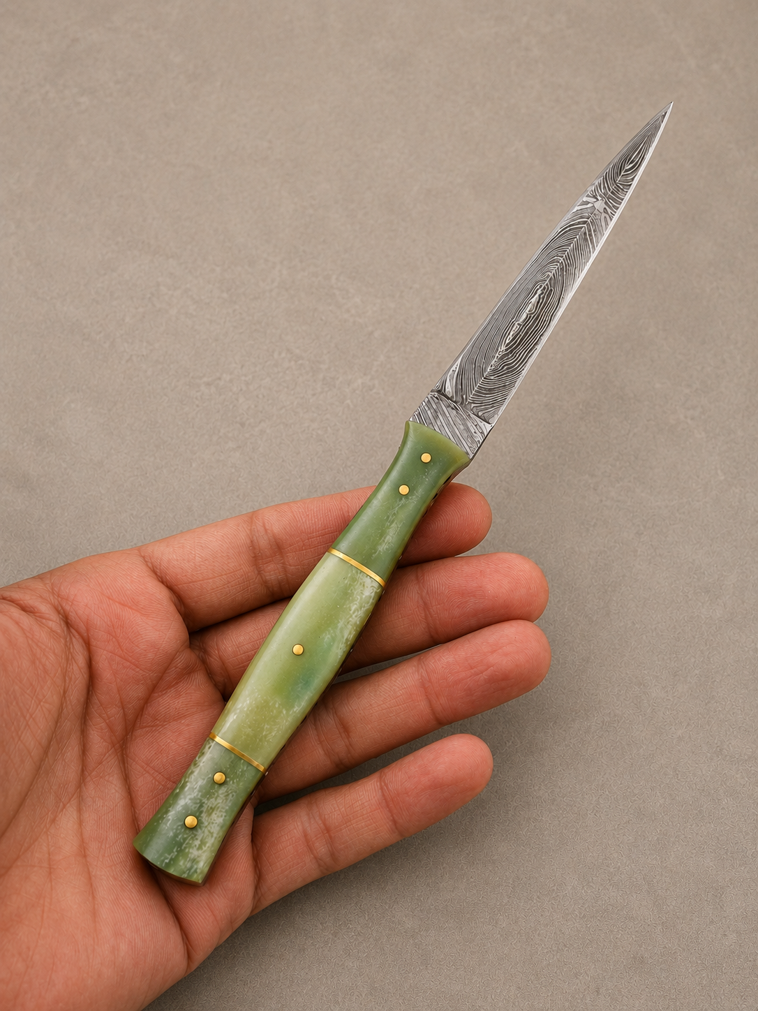 Desert Heritage Damascus Steel Knife – 512 Layer Hand Forged Blade with Camel Bone Handle & Leather Sheath