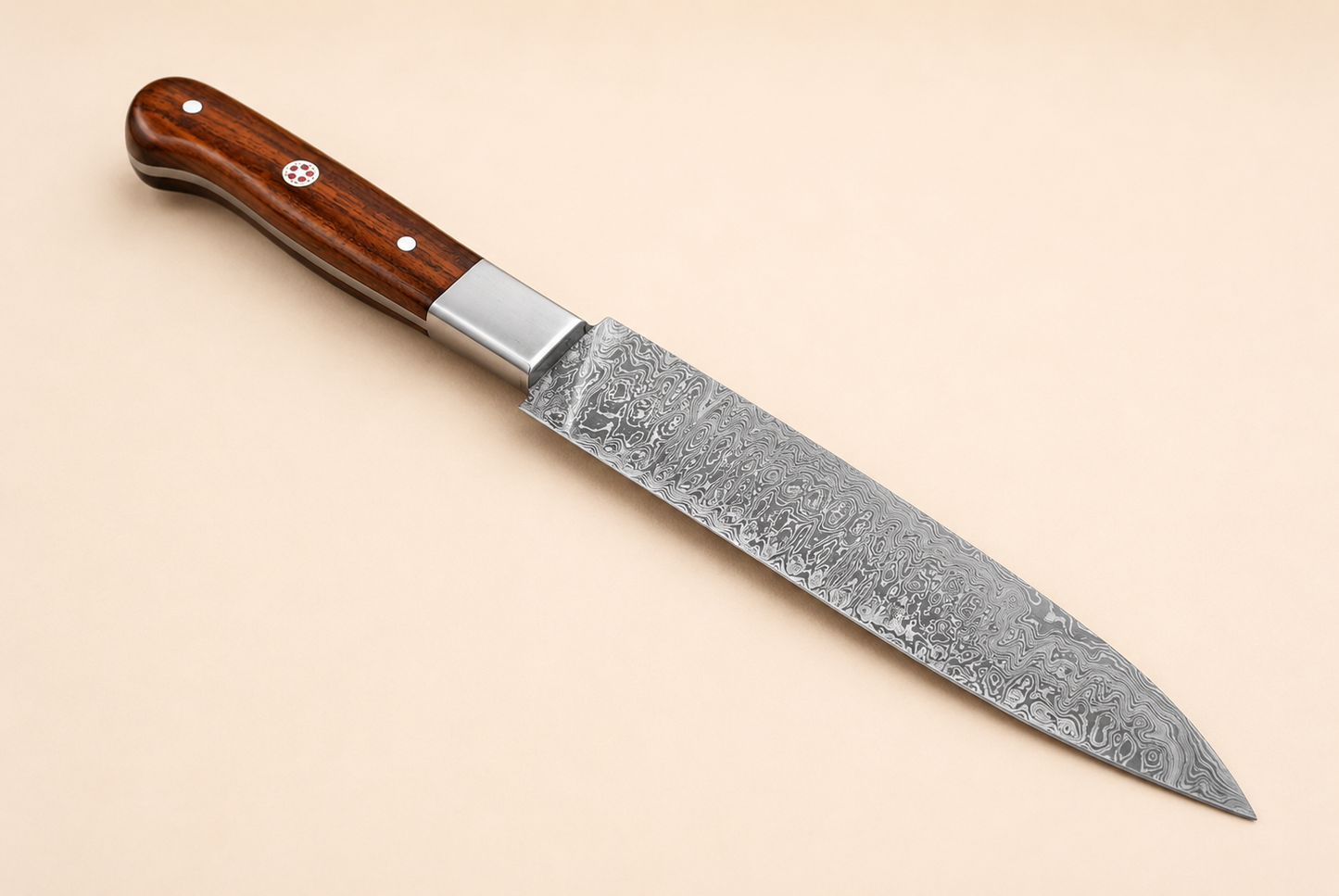 Hand Forged Damascus Steel Chef Knife 8 Inch – 512 Layers Kitchen Knife with Wood Handle & Leather Sheath