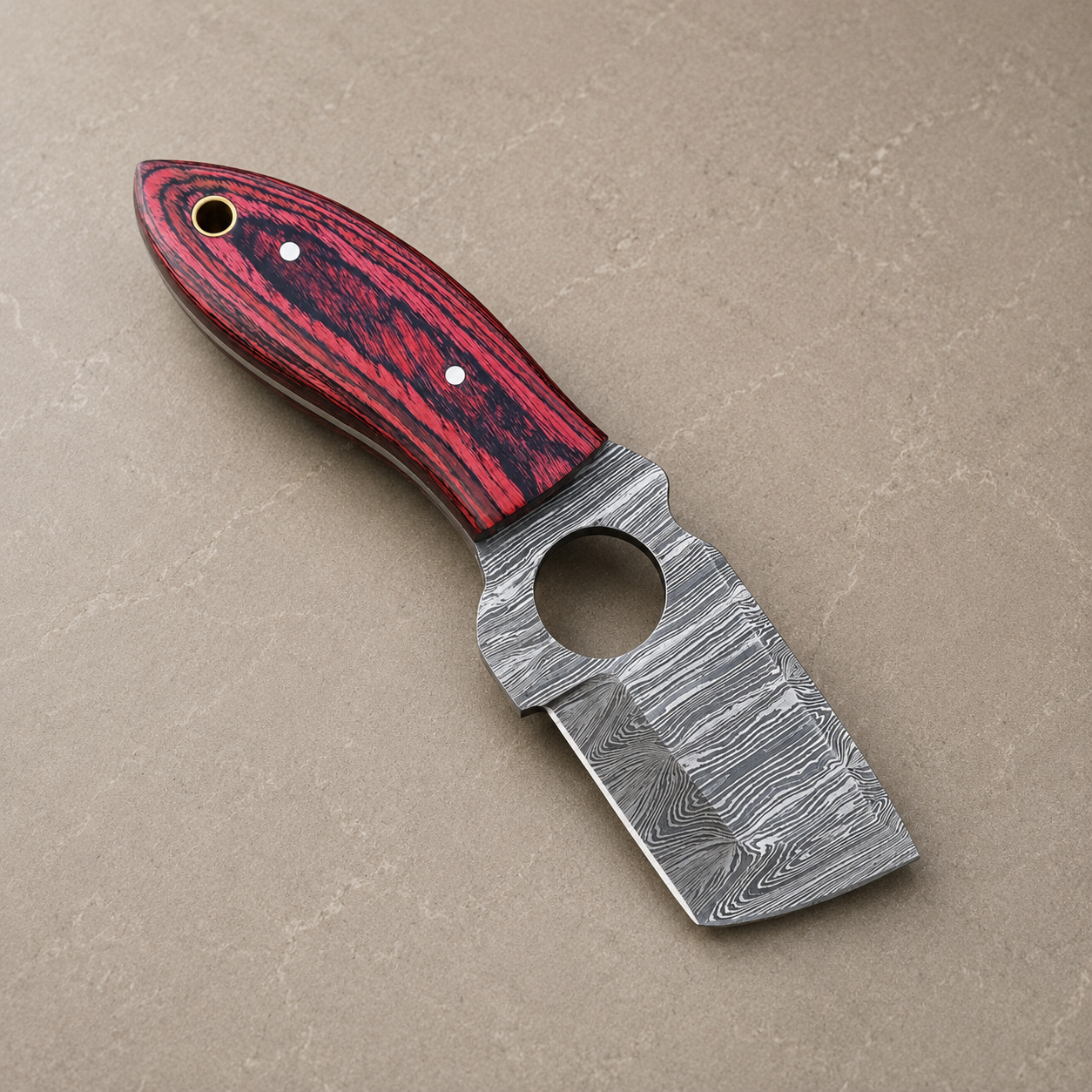 Heritage Mini Damascus Steel Utility Knife – 512 Layer Hand Forged Fixed Blade with Leather Sheath