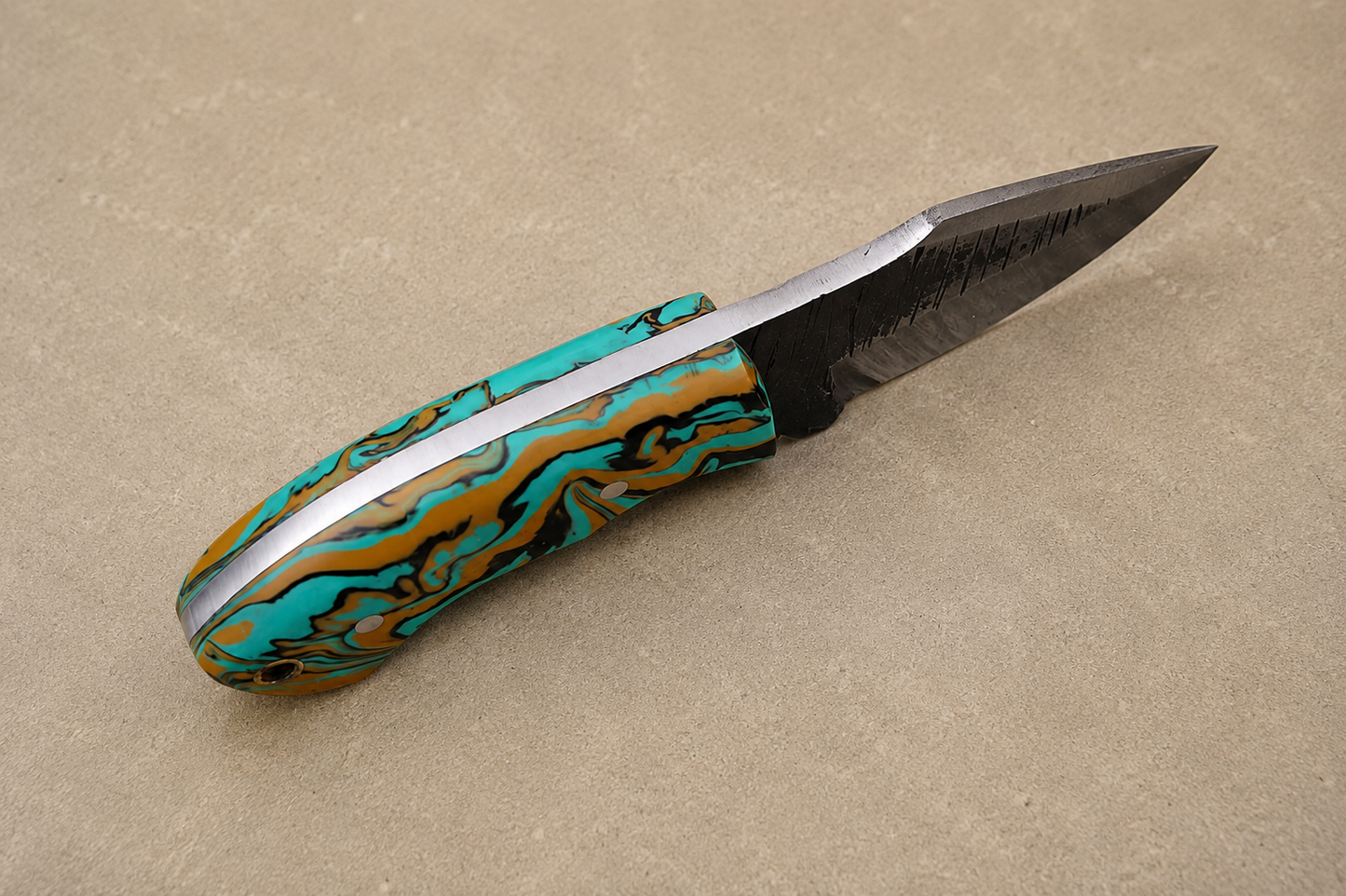 Iron Crest High Carbon Steel Utility Knife – Hand Forged High Carbon Fixed Blade with Resin Handle & Leather Sheath