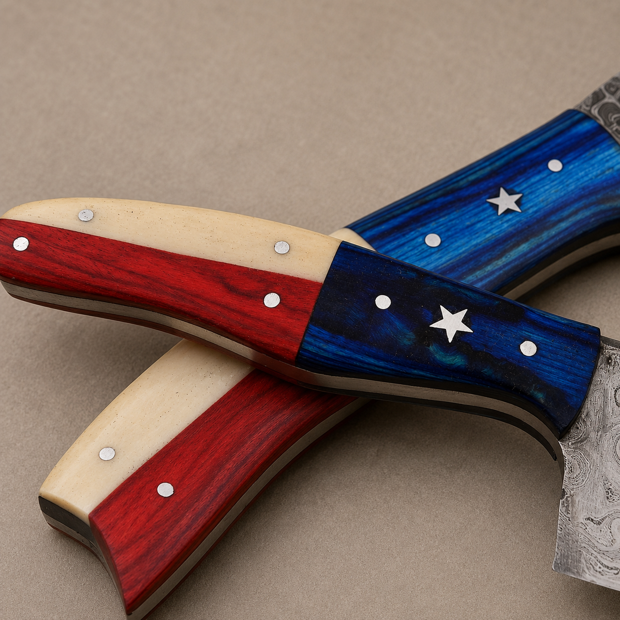 Handmade Damascus Steel Chef Knife Set (2 Pieces) with Wood Handles