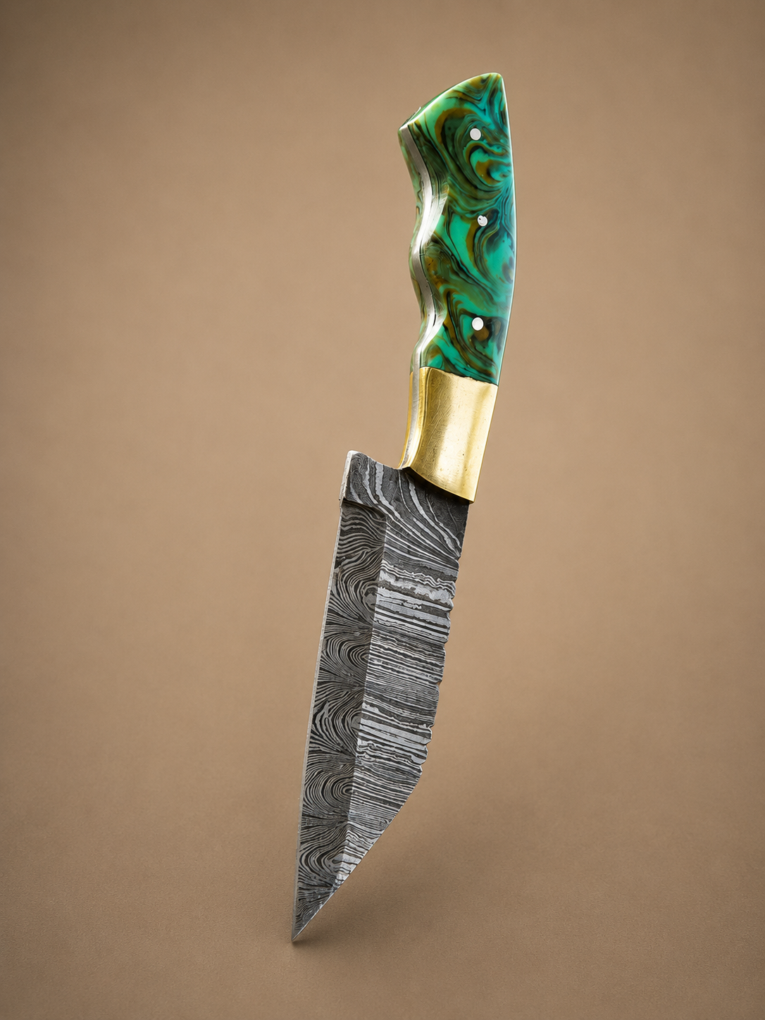 Ember Forge Damascus Knife– 512 Layer Hand Forged Steel with Resin Handle & Leather Sheath