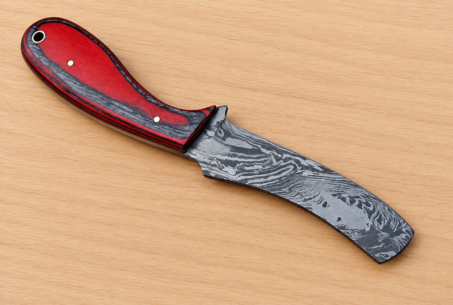 Hand Forged 512-Layer Damascus Steel Knife – Artisan Wood Handle Fixed Blade with Leather Sheath