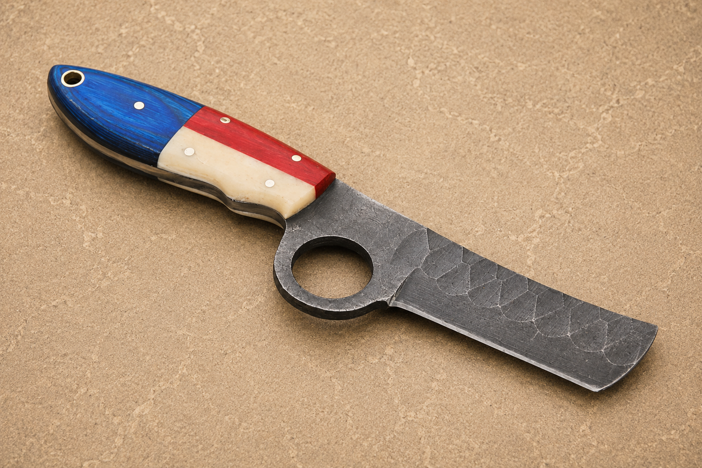 Heritage Forge High Carbon Steel Utility Knife – Hand Forged Fixed Blade with Camel Bone & Wood Handle, Leather Sheath