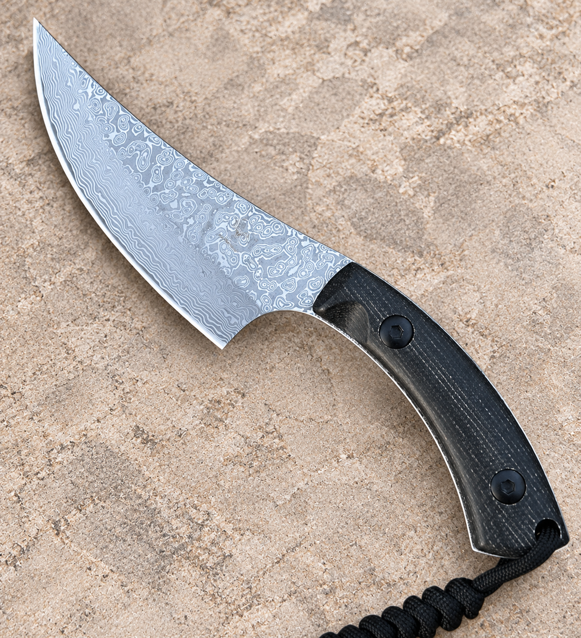 67-Layer Damascus Steel Fixed Blade Knife with Micarta Handle & Kydex Sheath