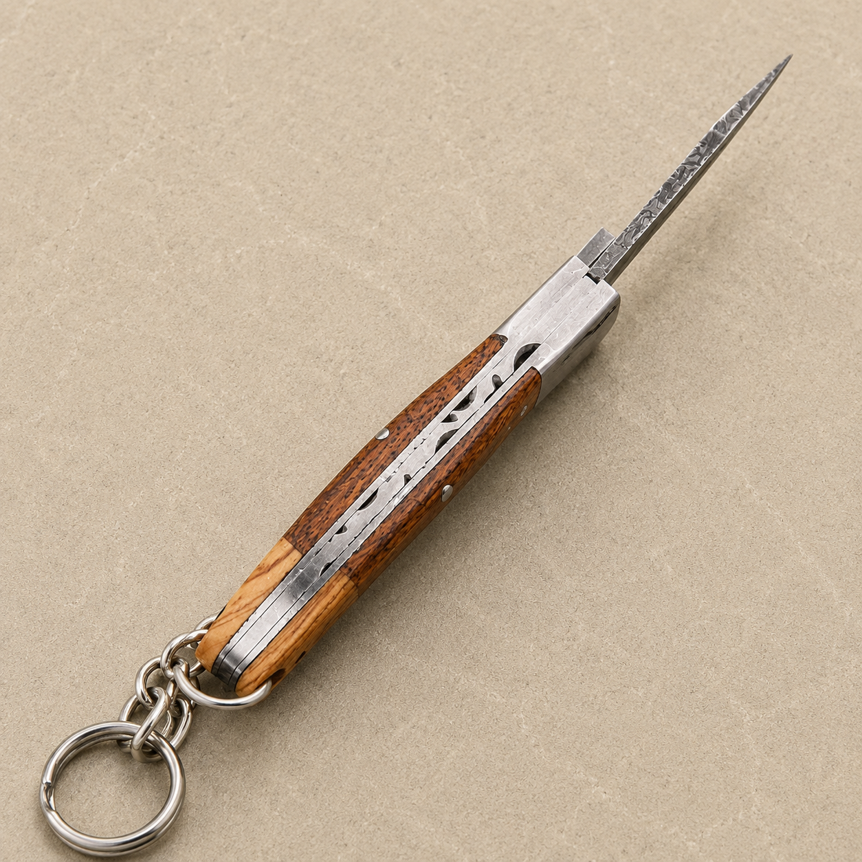 Hand Forged Damascus Steel Outdoor Folding Pocket Knife – 3” Compact Pocket Knife with Wood & Steel Handle