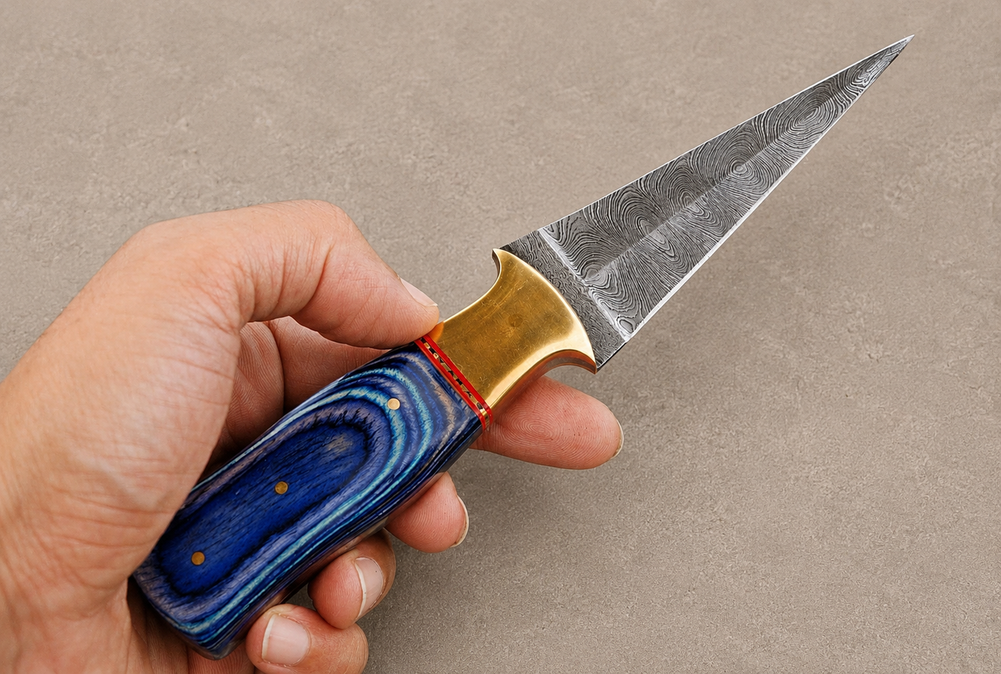 Copper Timber Damascus Steel Knife – 512 Layer Hand Forged Blade with Stained Wood Handle & Leather Sheath