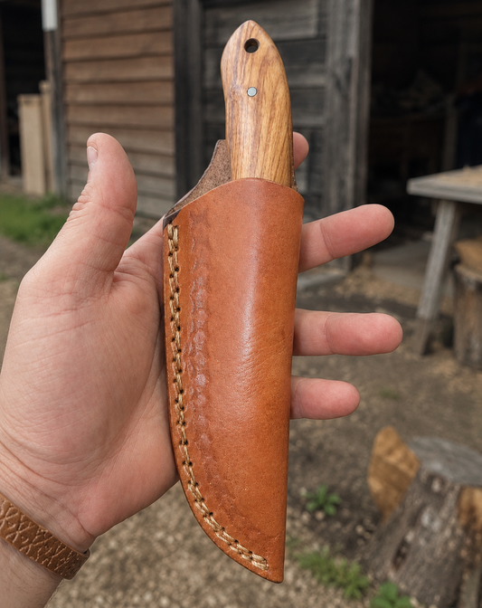 Handmade Genuine Cow Leather Fixed Blade Knife Sheath – Vertical Carry Leather Case