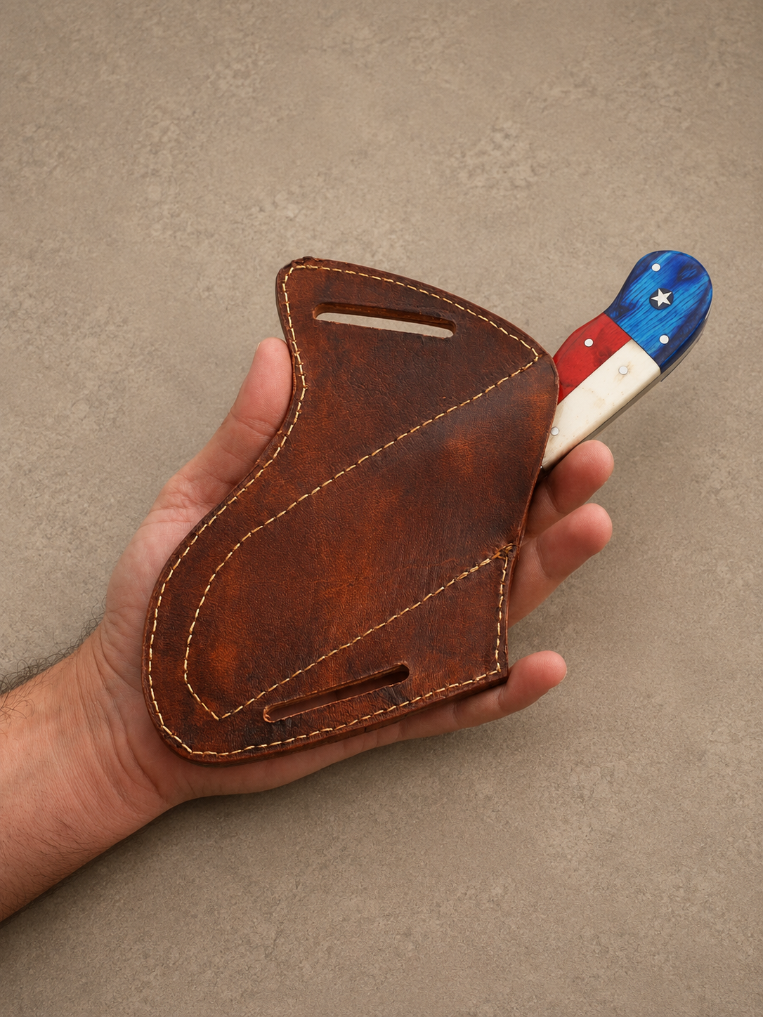 Handmade Genuine Leather Fixed Blade Knife Sheath – 7 Inch Universal Belt Sheath