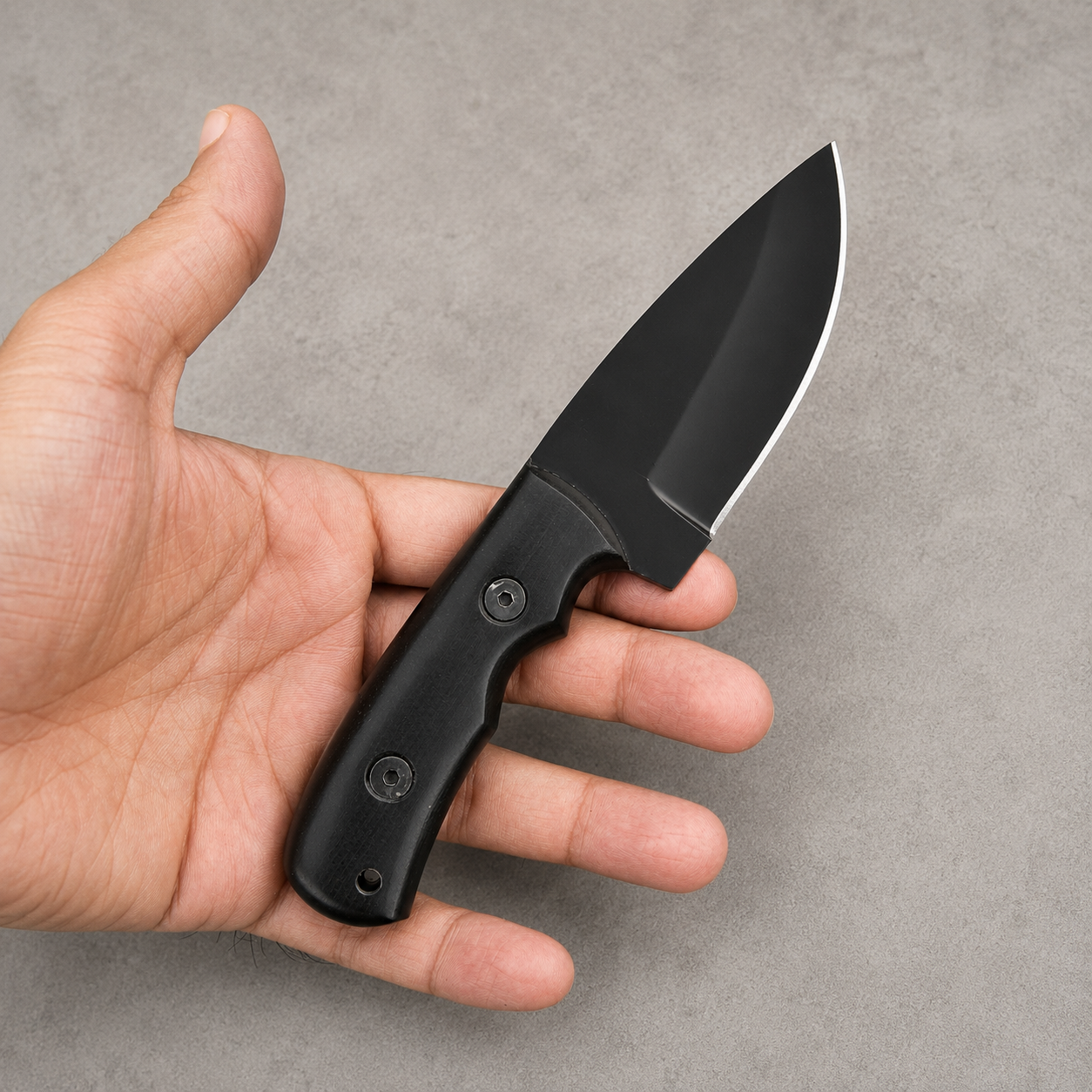 ForgeCraft 1095 Carbon Steel Knife – Black Micarta Handle & Leather Sheath