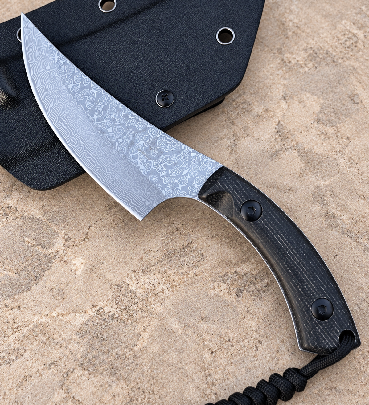 67-Layer Damascus Steel Fixed Blade Knife with Micarta Handle & Kydex Sheath