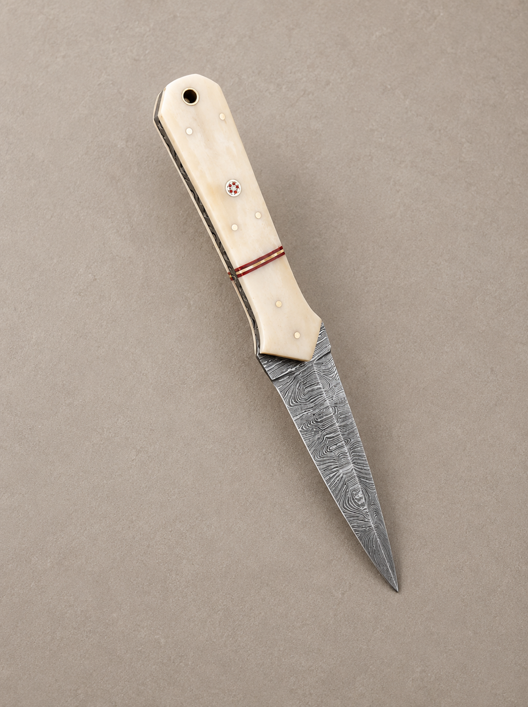 Desert Legacy Damascus Steel Knife – 512 Layer Hand Forged Blade with Camel Bone Handle & Leather Sheath