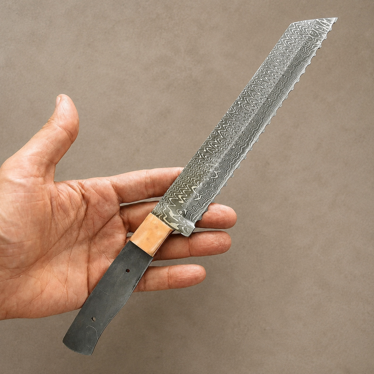 Hand Forged Damascus Steel Chef Knife Blank Blade for Custom Handle (12")