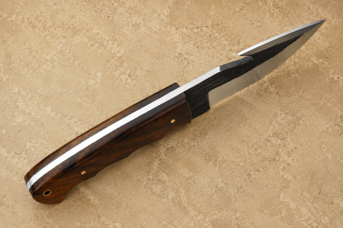 Rosewood Forge High Carbon Steel Utility Knife – Hand Forged Fixed Blade with Rose Wood Handle & Leather Sheath