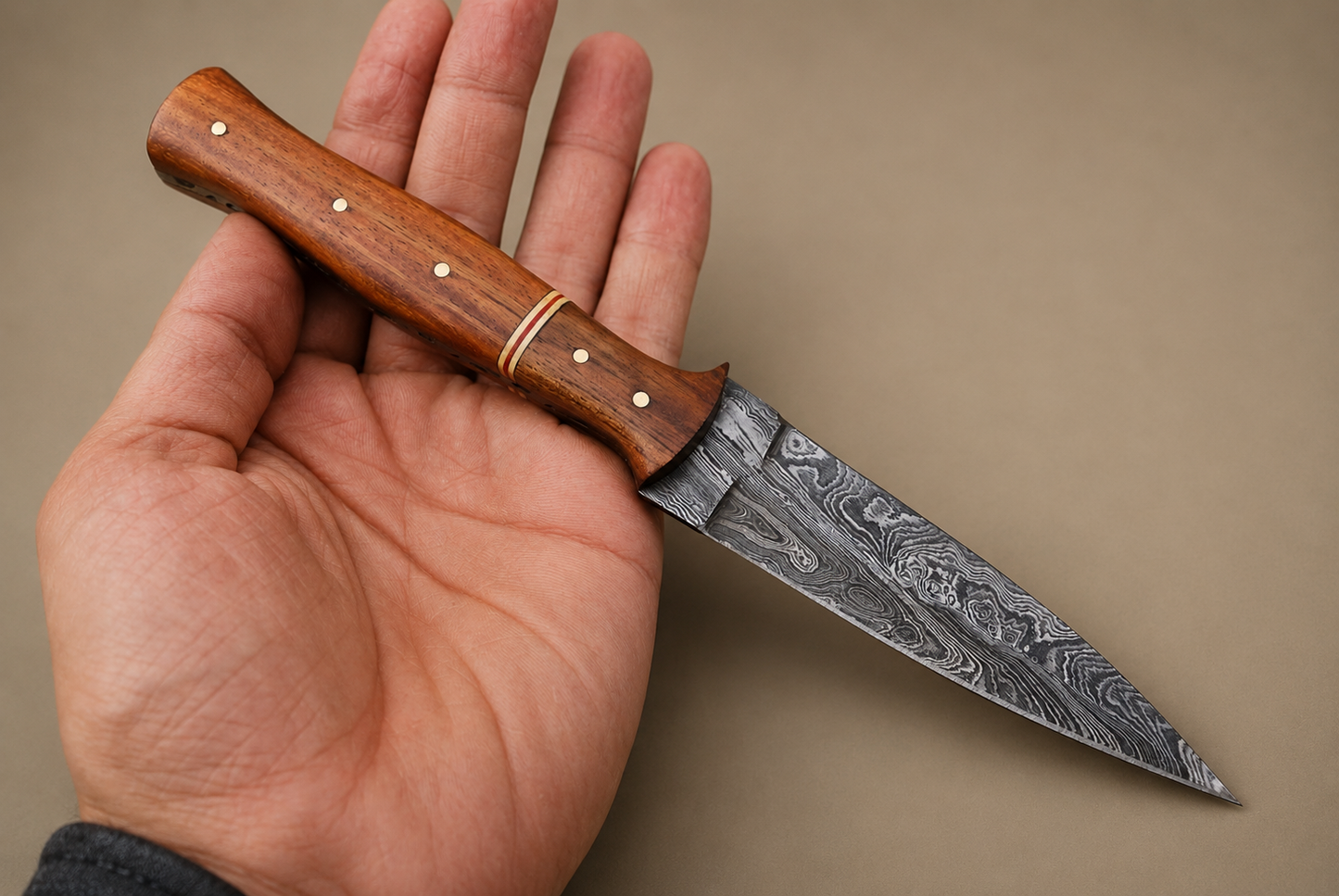 Timber Crest Damascus Steel Knife – 512 Layer Hand Forged Blade with Wood Handle & Leather Sheath