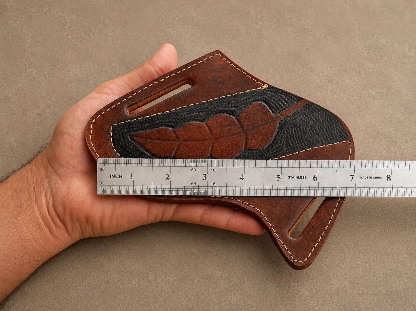 Handmade Genuine Leather Fixed Blade Knife Sheath – 7 Inch Universal Belt Sheath