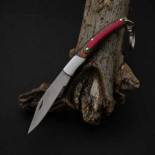 Hand Forged High Carbon Steel Folding Knife – Compact Pocket Knife with Wood & Steel Handle