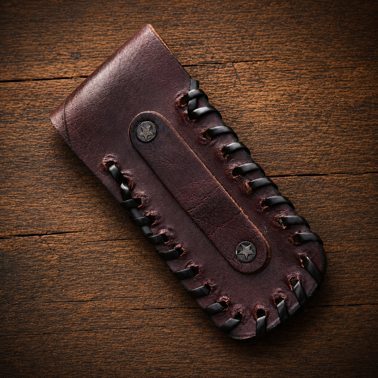 Handmade Leather Folding Utility Knife Sheath – Hand Engraved Universal EDC Belt Holder 5.5 Inch