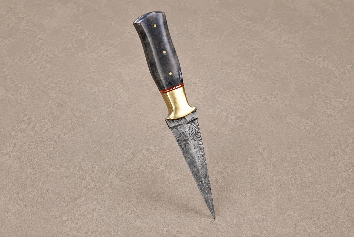 Desert Forge Damascus Steel Knife – 512 Layer Hand Forged Blade with Camel Bone & Brass Handle and Leather Sheath