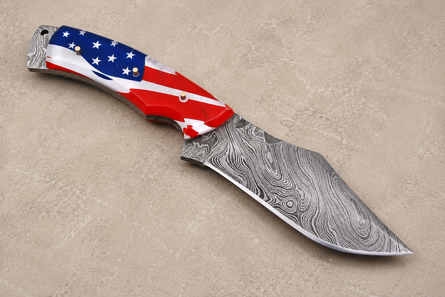 Liberty Forge Damascus Steel Knife – 512 Layer Full Tang Blade with Eagle Handle & Leather Sheath